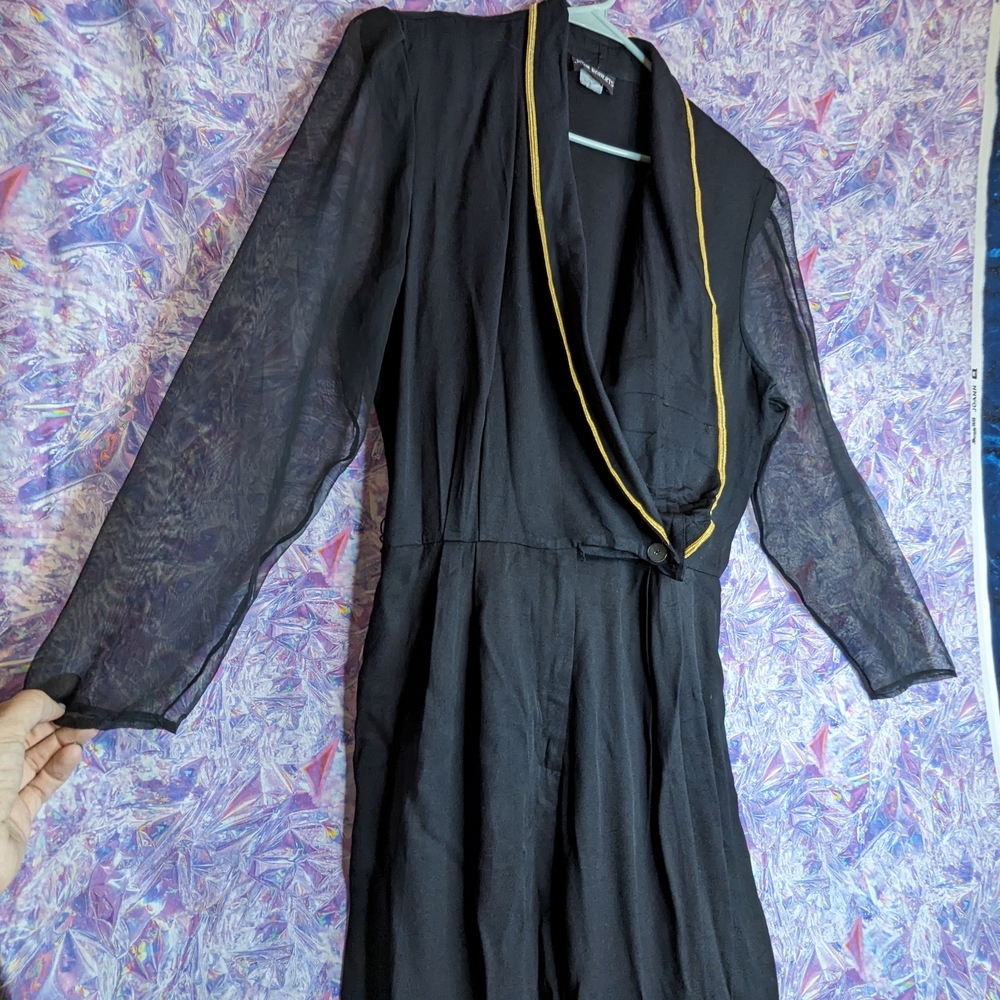 Elegant Black Sheer Sleeve Pantsuit